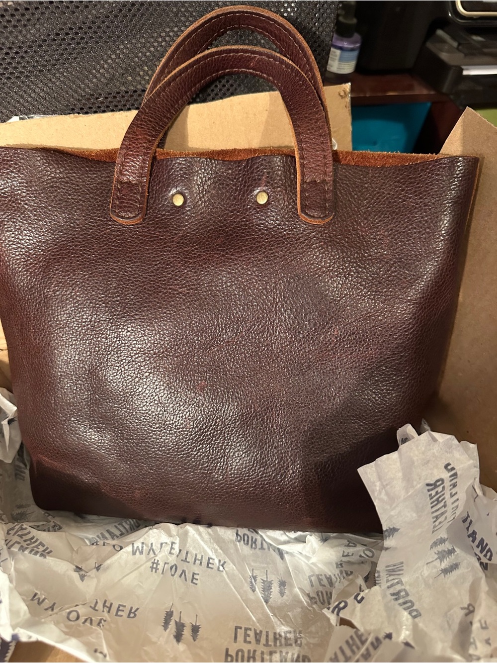 Mini Crossbody Tote - ColdBrew Brown Leather Portland Leather Goods - Picture 7 of 14